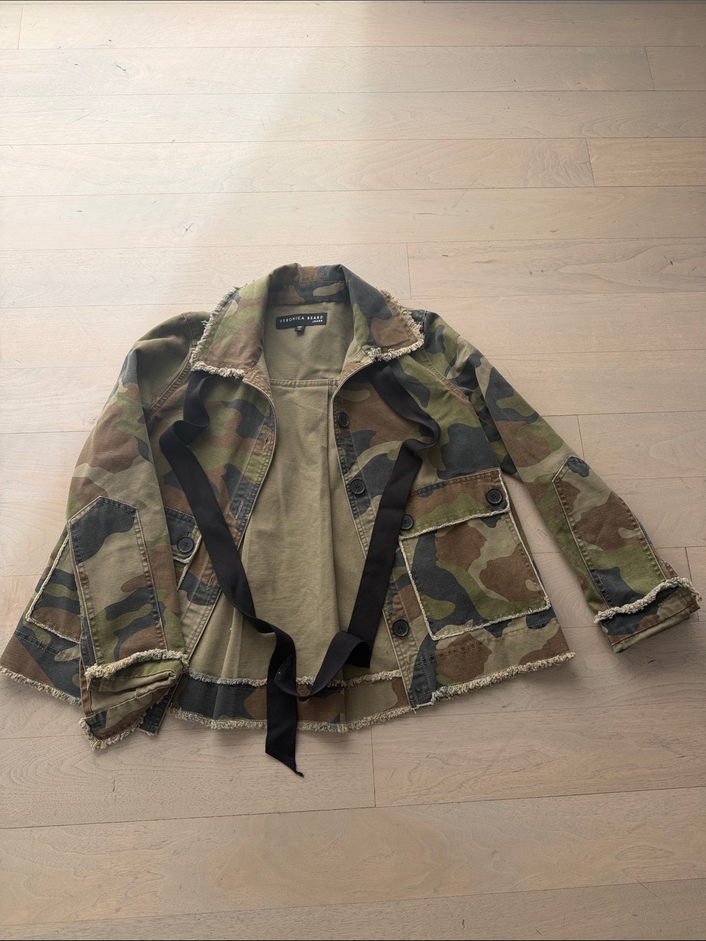 Veronica Beard Camo Print Jacket In Olive And Khaki